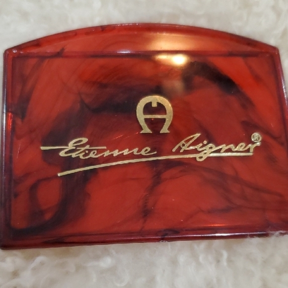 Etienne Aigner Black Leather Shoulder Bag with Gold Accents Plus Pocket Mirror - Picture 14 of 14